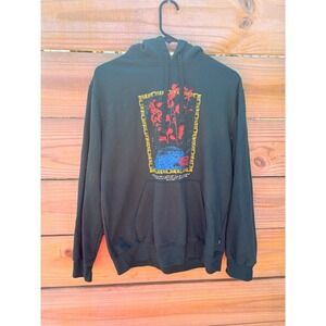 Vans Mens Classic Fit Graphic Hoodie Black Globe Floral Print Medium